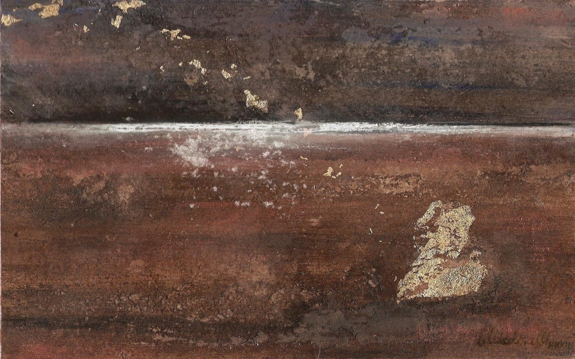 Atmosfera - Notturno, tecnica mista e foglia oro su cartone, cm. 23.5 x 15