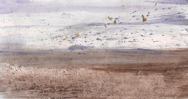 Atmosfera - Soffio, tecnica mista e foglia oro su carta, cm. 27 x 15, anno 2013